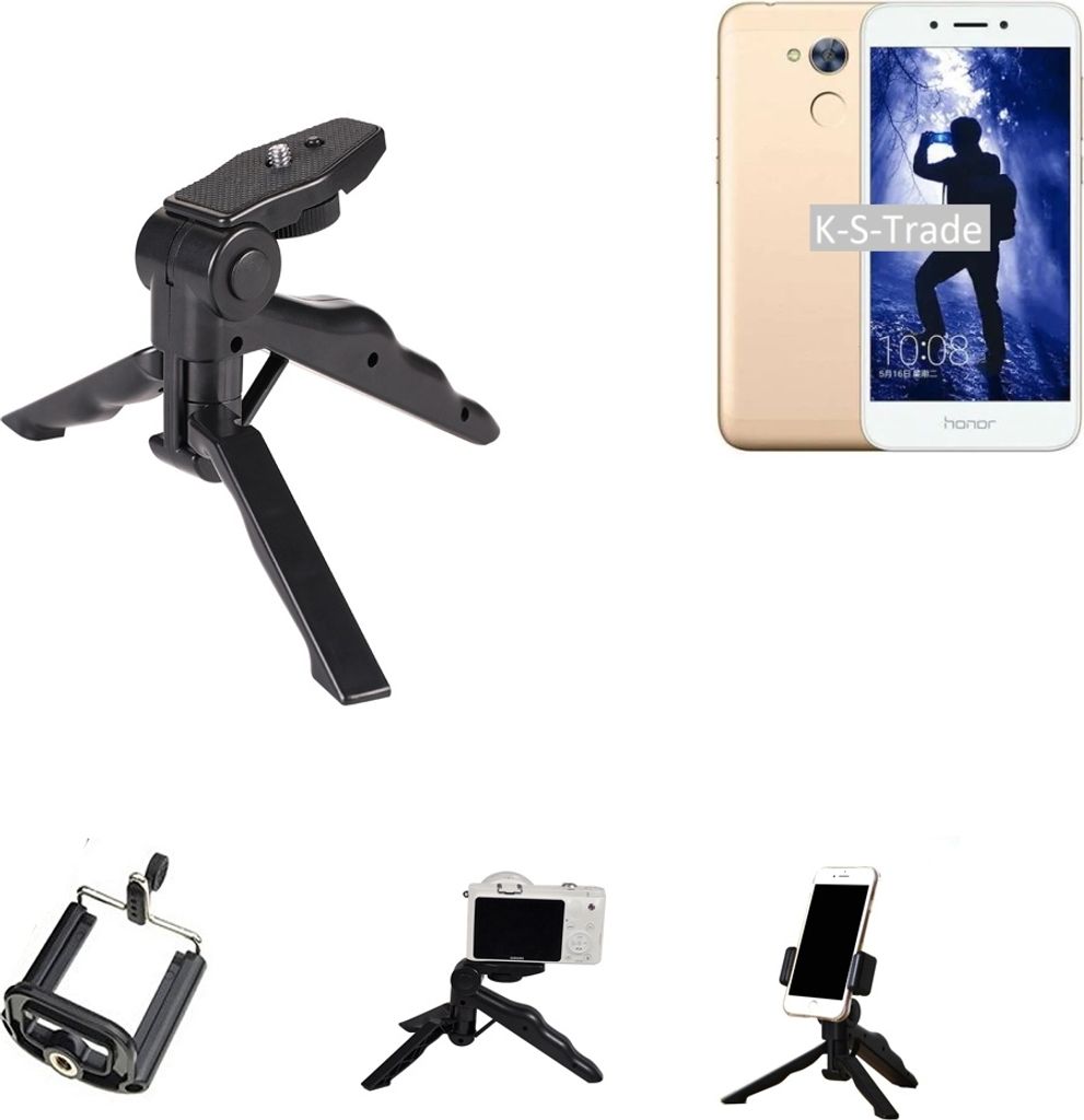 K-S-Trade Stativ Tisch-Ständer Dreibein Handy-Stativ Ständer kompatibel mit Huawei Honor 6A Mini-Stativ Smartphone Tripod Handy-Stativ aus Plastik