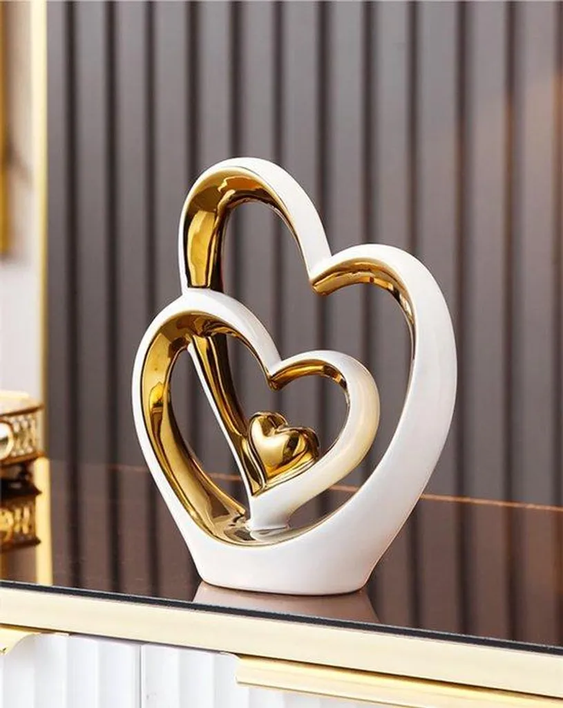 Ornement en céramique blanc 25,5 cm, décor chic pour salon et bureau