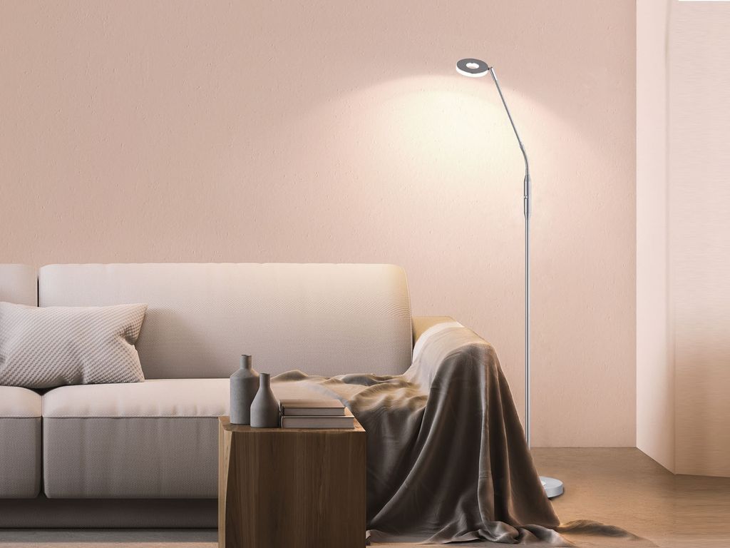 Fischer & Honsel LED Standlampe DENT Silber 150cm Produktbild 