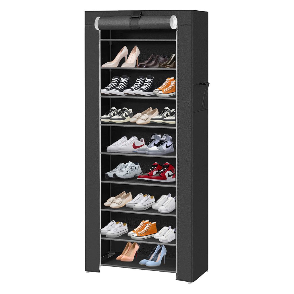 Schuhschrank Schuhablag mit 10 Ebenen Vliesstoff schwarz