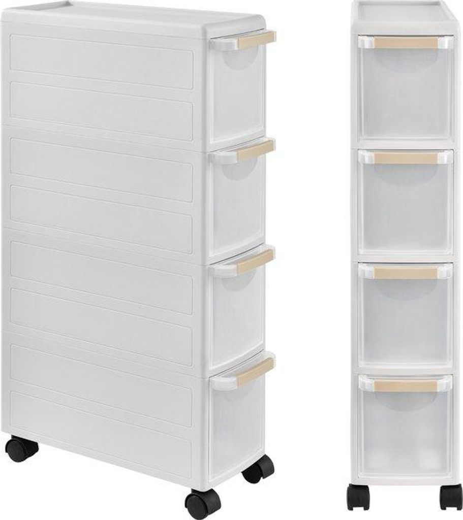 Küchenwagen aus Polyethylen - 4-Gang - Maße 85x18x46,5 cm - Weiß