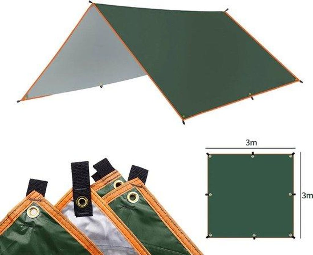 Lichtgewicht Tarp für Camping - großes Sonnenschirm-Abdeckung - UV-Schutz - 3 x 3 Meter