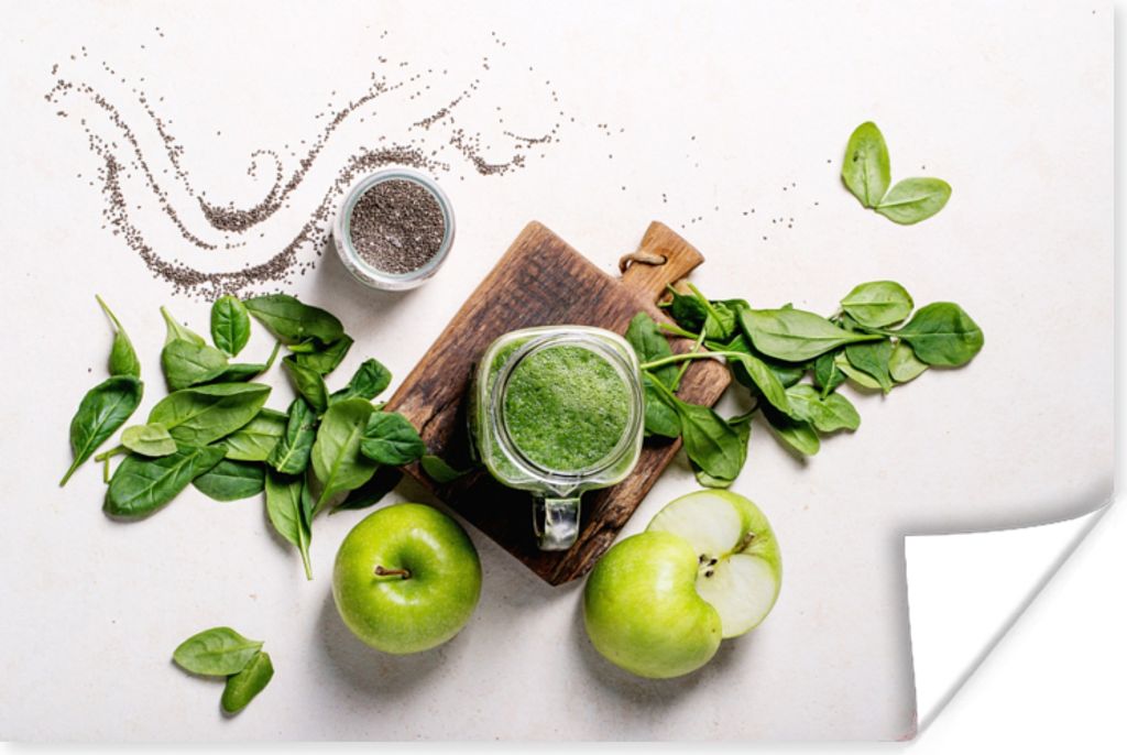MuchoWow Poster Kräuter - Apfel - Smoothie 30x20 cm - Plakate - Print