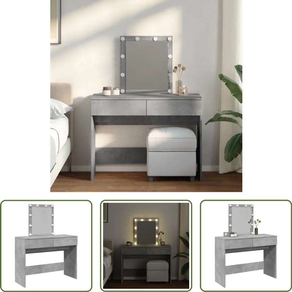 Comodino Grigio Cemento In Legno Multistrato – 40x30x39 Cm, Con Cassetto E Scomparto, Per Camera O Soggiorno