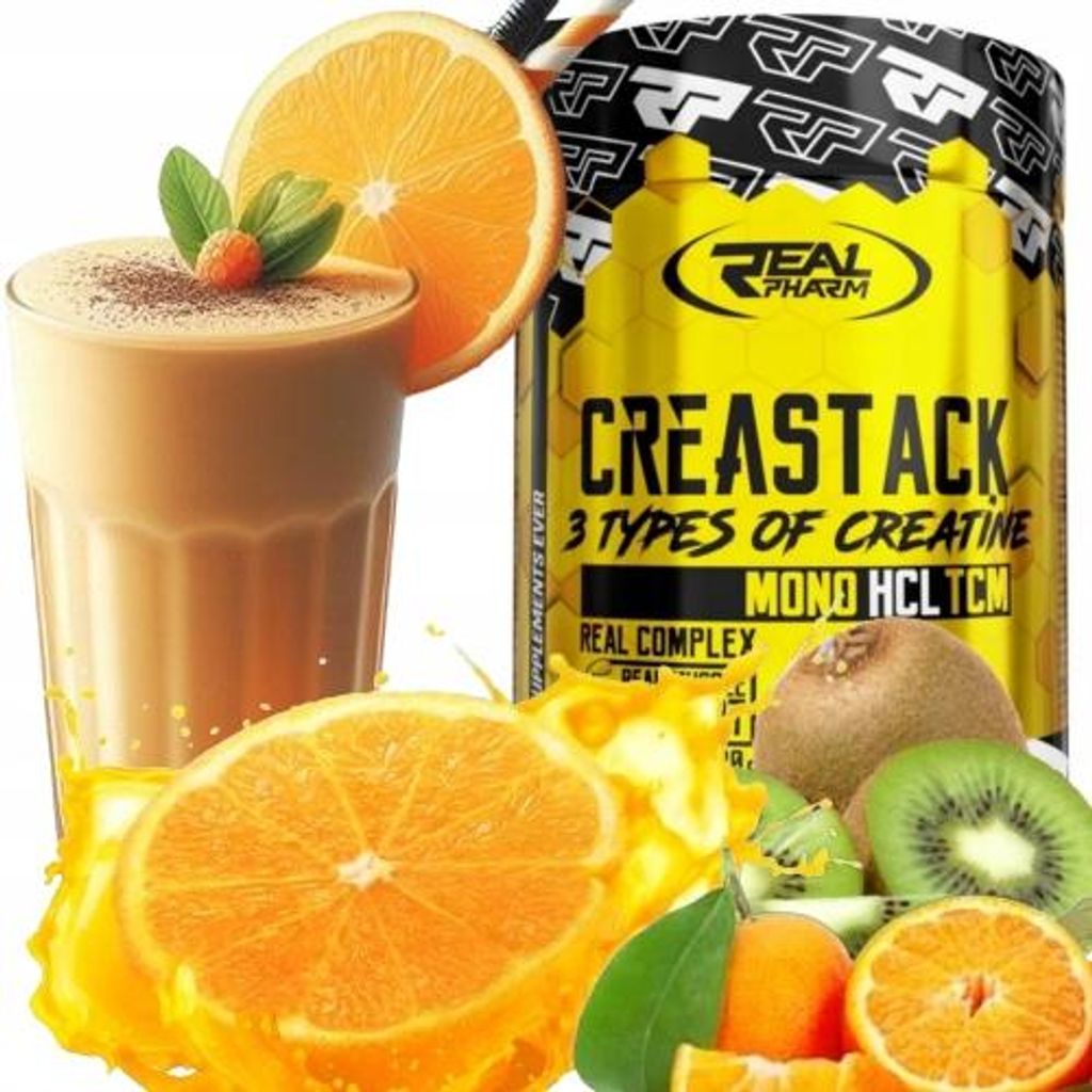 Kreatin Monomalat Real Pharm Crea Stack 420g Kiwi Orange