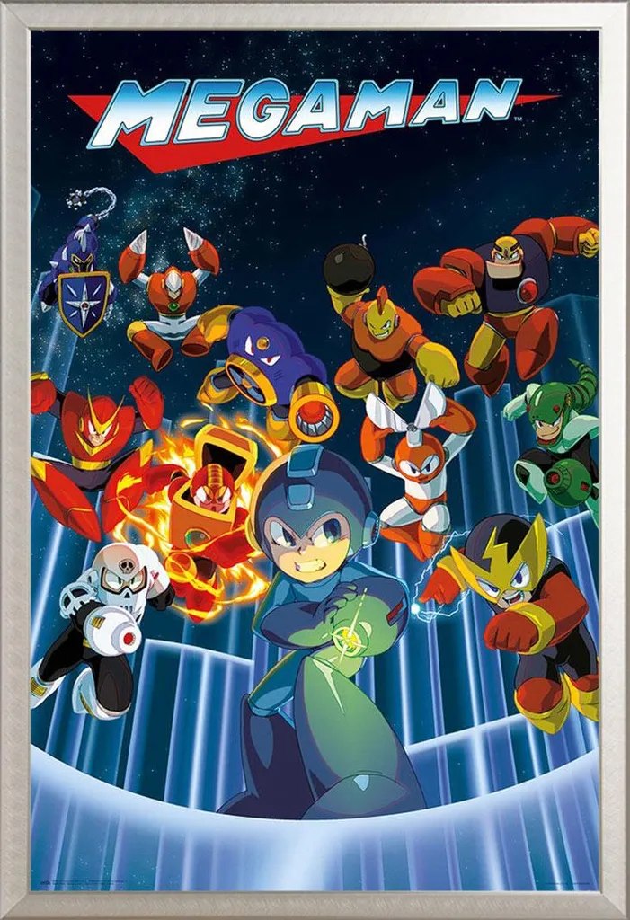 Cadre Mega Man Shinsuke® Argenté Incassable : Poster Gaming Prêt à Poser