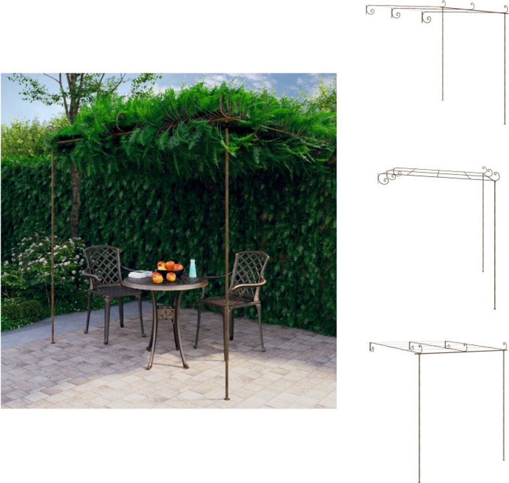 vidaXL Garten-Pergola Antik-Braun 3x3x2,5 m Eisen - Rosenbögen, Gitter & Pergolen