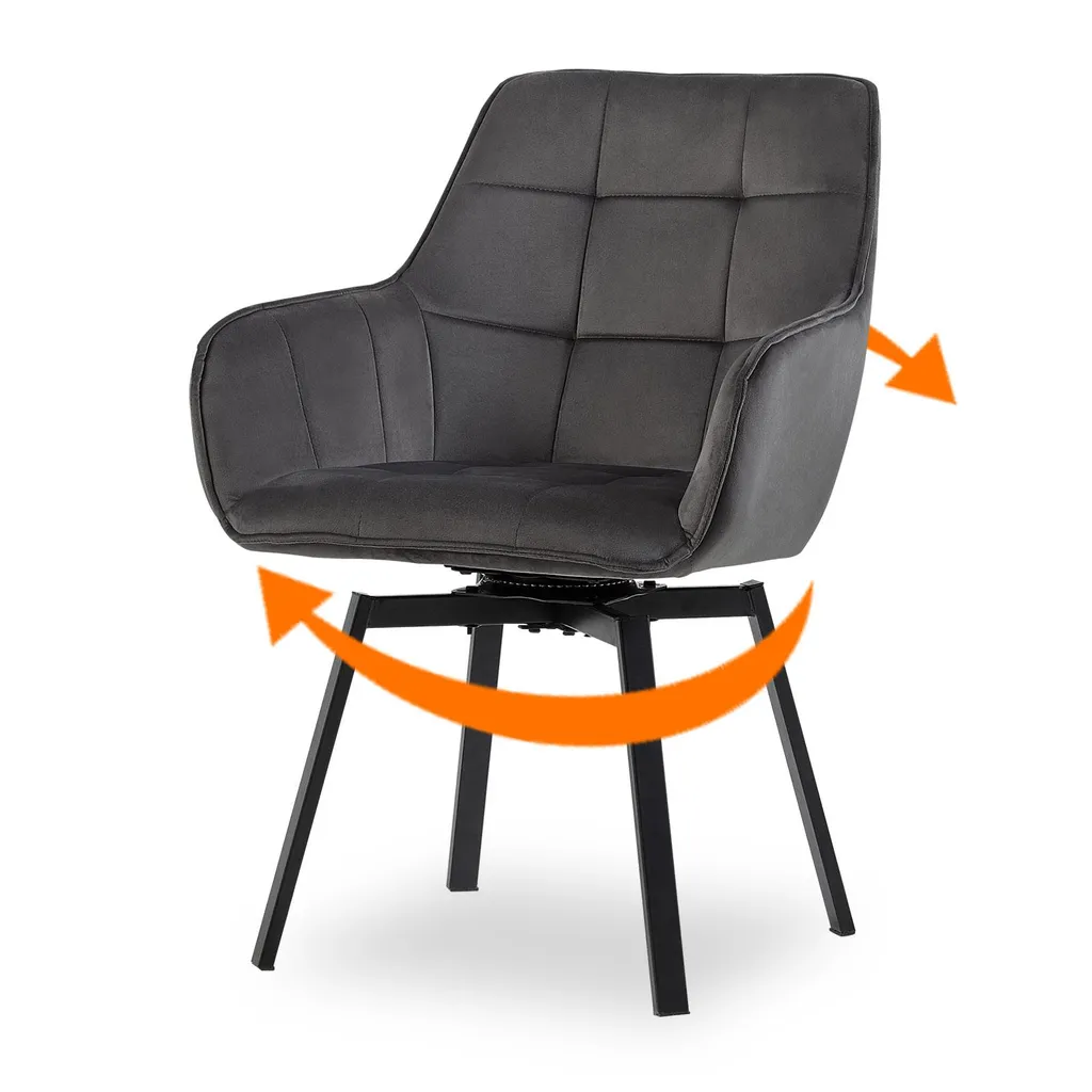 Chaise pivotante velours gris : gagnez en mobilité et confort à table