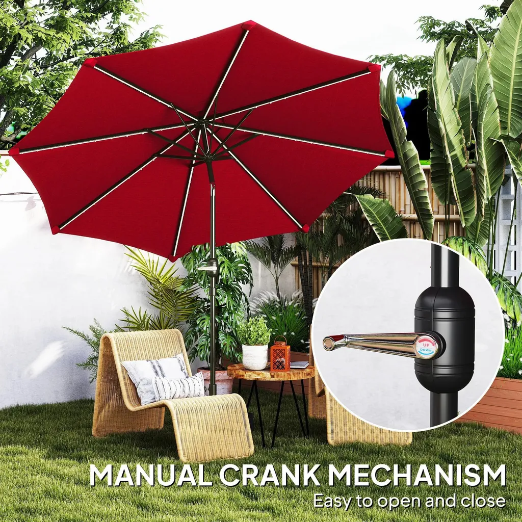 Parasol Inclinable Bordeaux Ø 292 cm - Hauteur 252 cm - Structure Acier