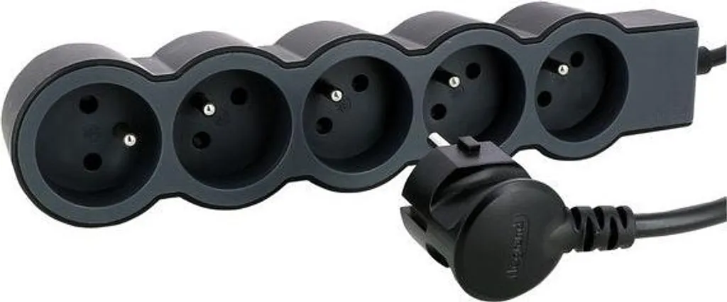 Presa multipla cablata compatta, 5 prese nera, 1,5 m