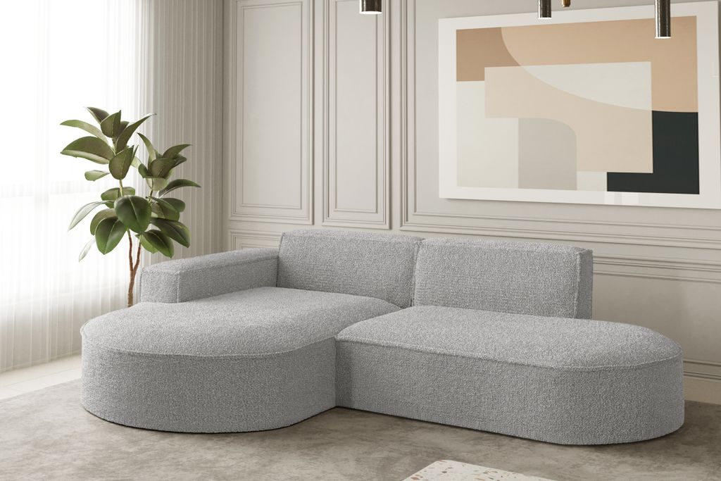 Kaiser Möbel Ecksofa Designer MODENA STUDIO stoff LOOP Hellgrau Links