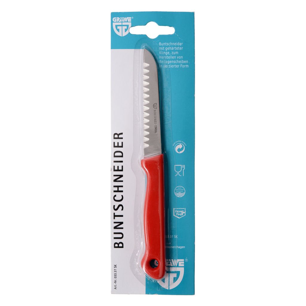 GRÄWE Buntschneidemesser mit rotem Griff, 8,5 cm Klinge Produktbild 