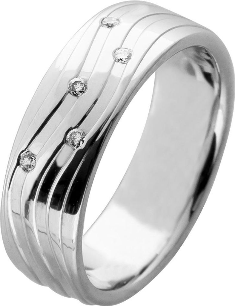 Brillantring Palladium Brillanten 0.05ct bombiert 16