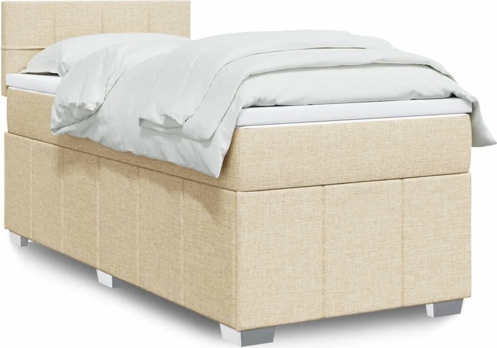 Hochwertig Boxspringbett mit Matratze Creme 100x200 cm Stoff 3289284