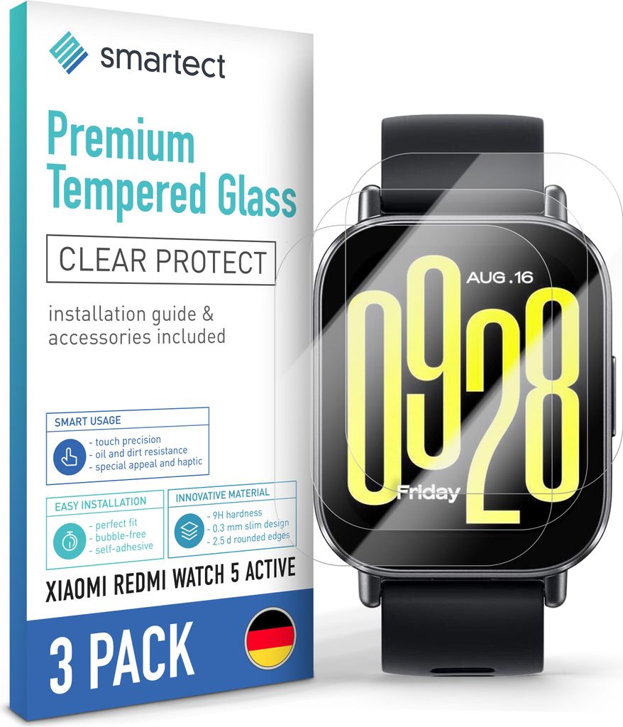3x Schutzglas Panzerfolie für Xiaomi Redmi Watch 5 Active Displayschutz Hartglas