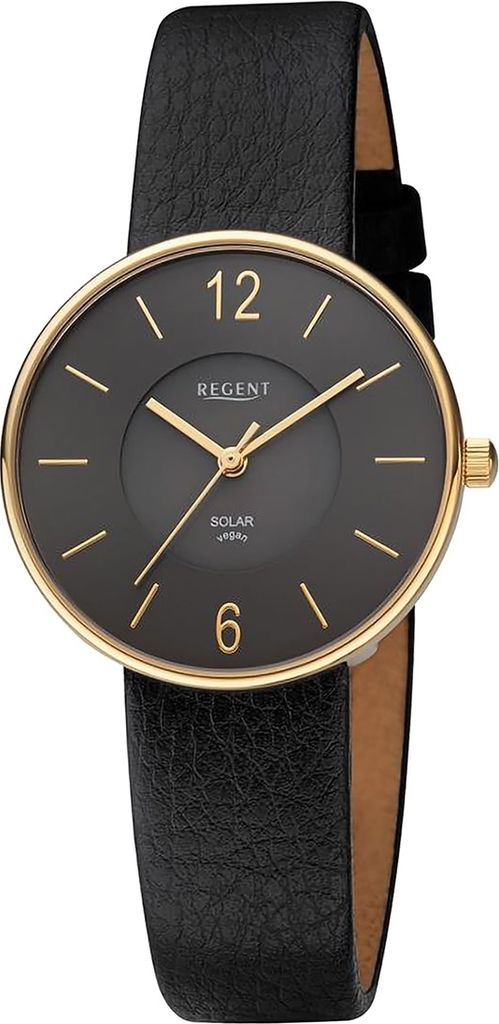 Regent Damen Uhr Armbanduhr Quarz schwarz Armband aus Apfelschale D2URBA720