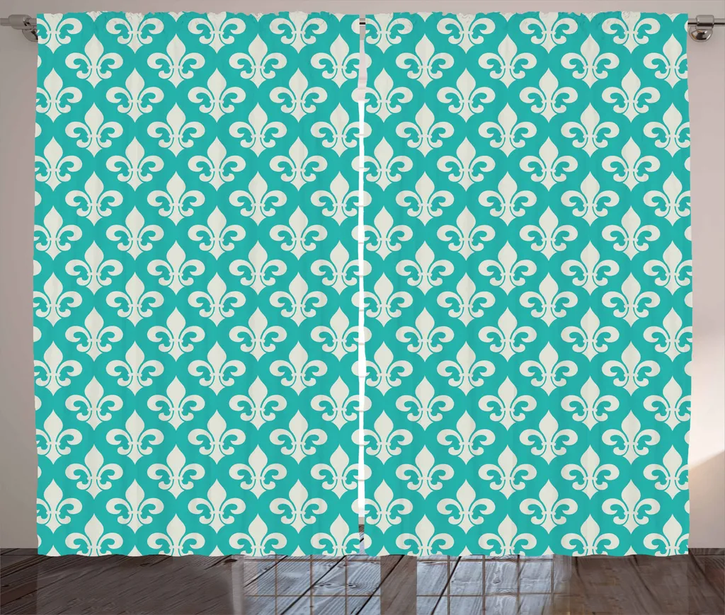 Tenda Fleur de Lis ABAKUHAUS 280x175 cm | Stile Rococò Turchese