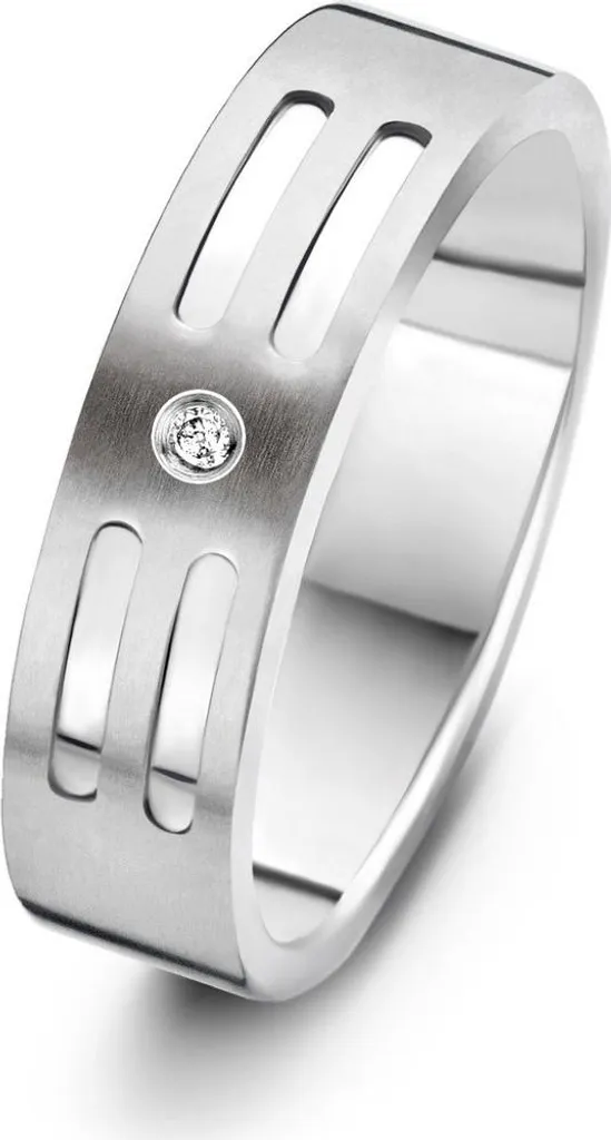 Bague de Mariage ou Cadeau Femme Danish Design en Titane et Diamants 55