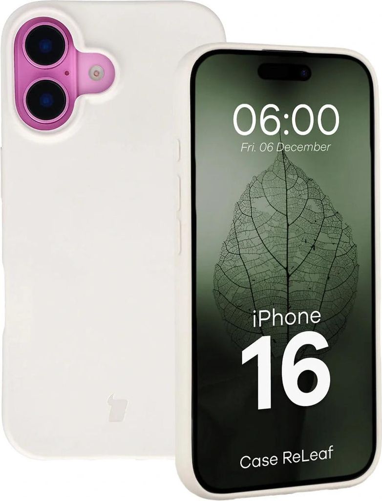 Recycelte Handyhülle Bizon ReLeaf für iPhone 16, Weiß