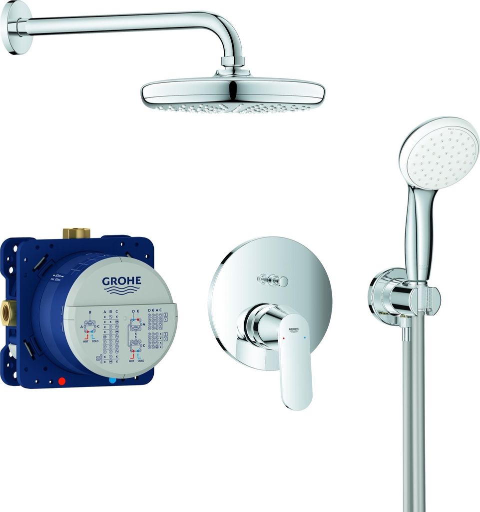Grohe Duschsystem EUROSMART COSMOPOLITAN mit Tempesta 210 Kopfbrause chrom 25219001