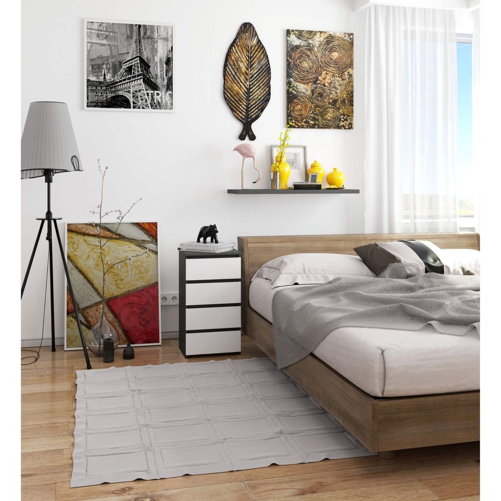 Kommode AKORD CL4 Graphitgrau 40 cm 4 Schubladen Front Weiß Produktbild 4