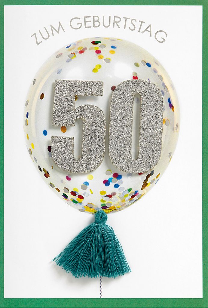 50 Geburtstag Glückwunschkarte im Format 115x17cm mit Umschlag