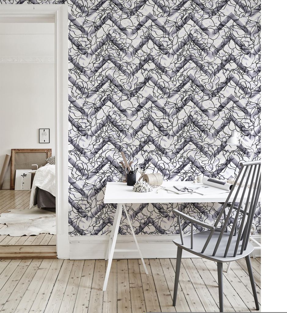Coloray Fototapete 416x254 cm Vlies-Fototapete - Abstrakter Blumen-Chevron-Blumen-Zeichnung