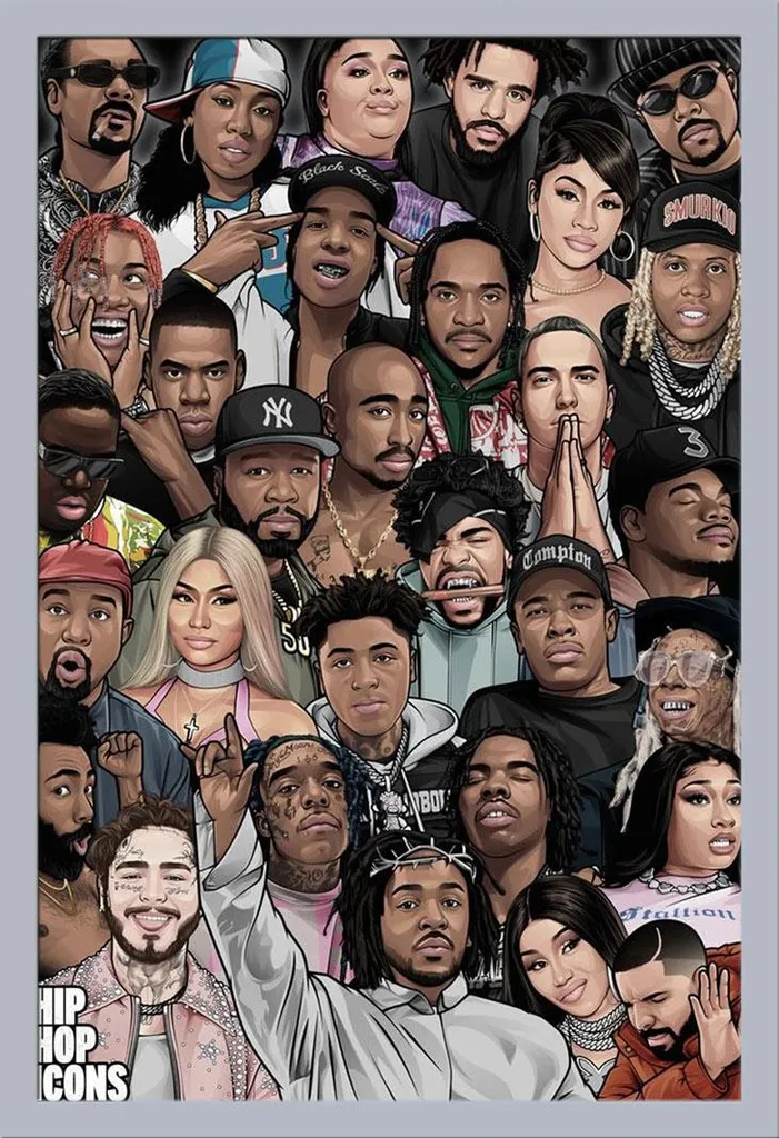 Poster Rap Legends con Cornice Argento Shinsuke MDF - 61x91,5 cm