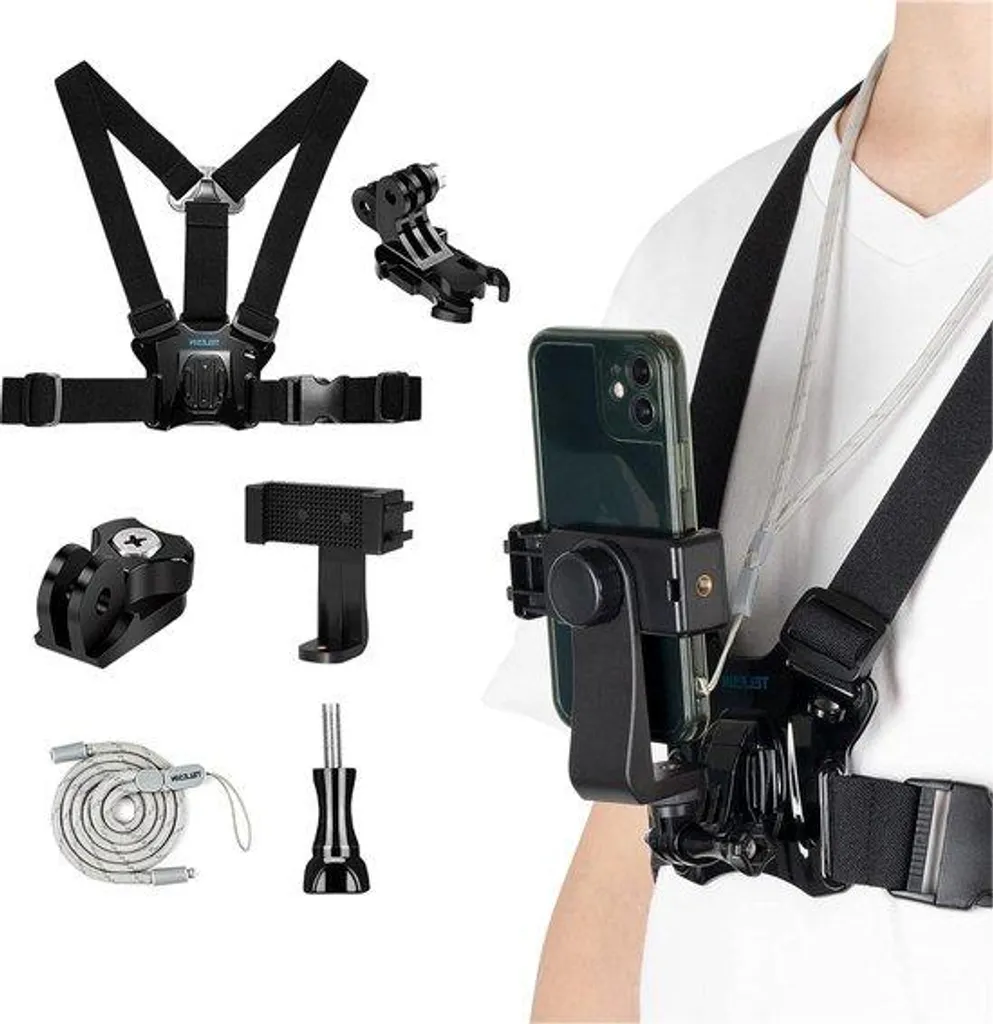 Support Caméra d'Action Stable contre les Vibrations avec Fixation Épaule