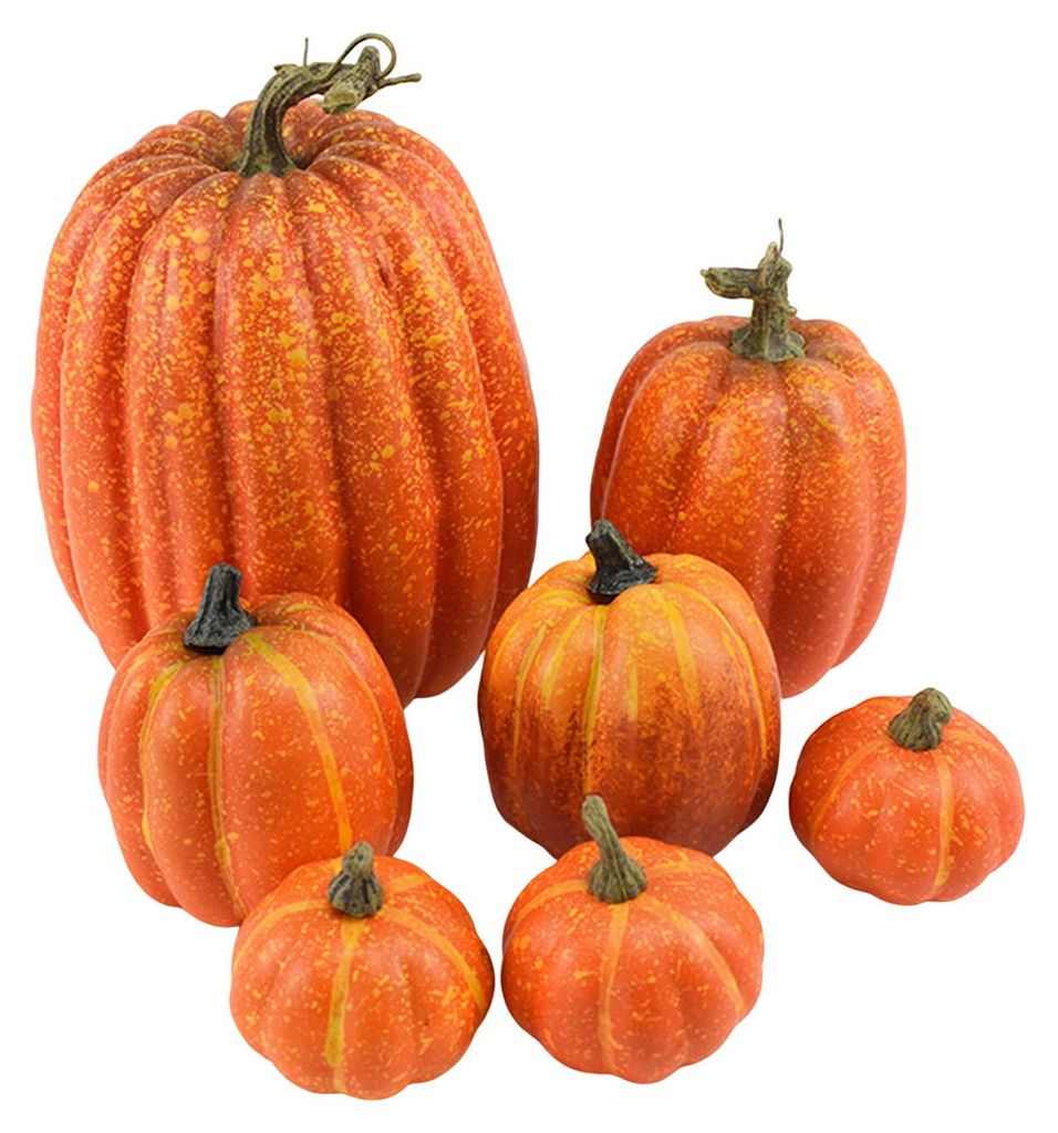 7-teiliges Set künstlicher Kürbisse für Herbstdekorationen, Thanksgiving, Halloween, Erntedankfest, Schaumstoff-Kürbisornamente in verschiedene...