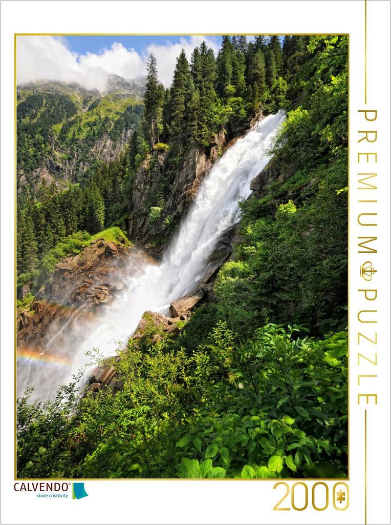 CALVENDO Puzzle Krimmler Wasserfall mit Regenbogen. Hohe Tauern im Salzburger Land Österreich. | 2000 Teile Lege-Größe 90x67cm Foto-Puzzle für ...