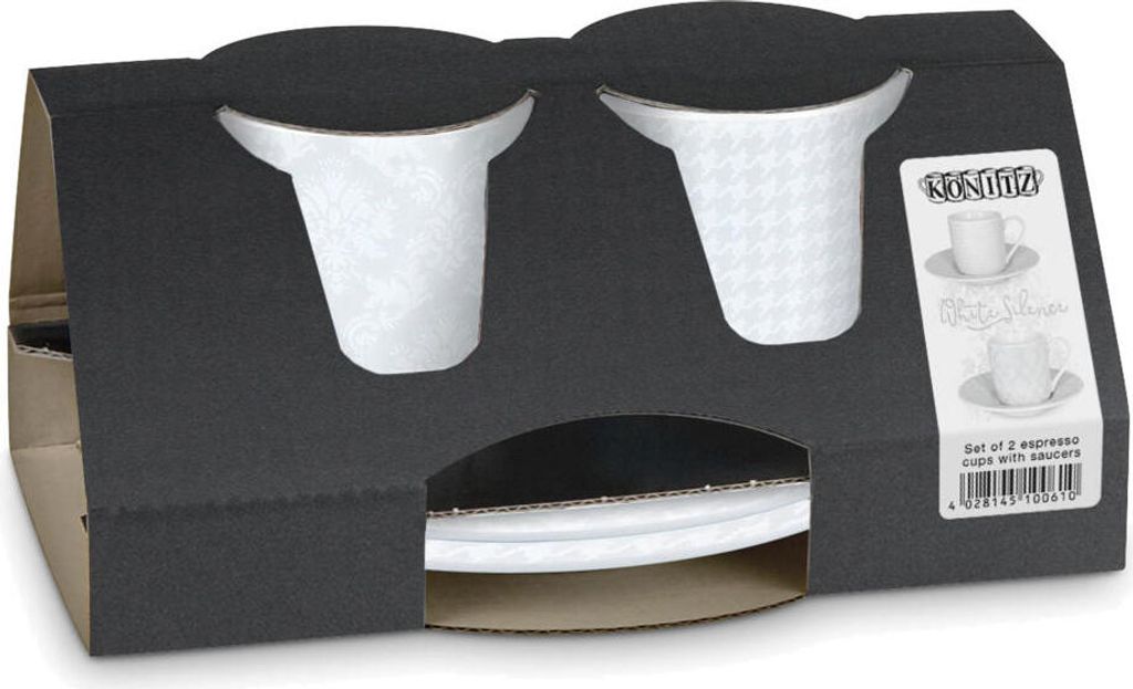 Könitz Espressotassen 2er-Set White Silence, Kaffeetasse, Espressobecher, Porzellan, 85 ml, 11 5 054 2390