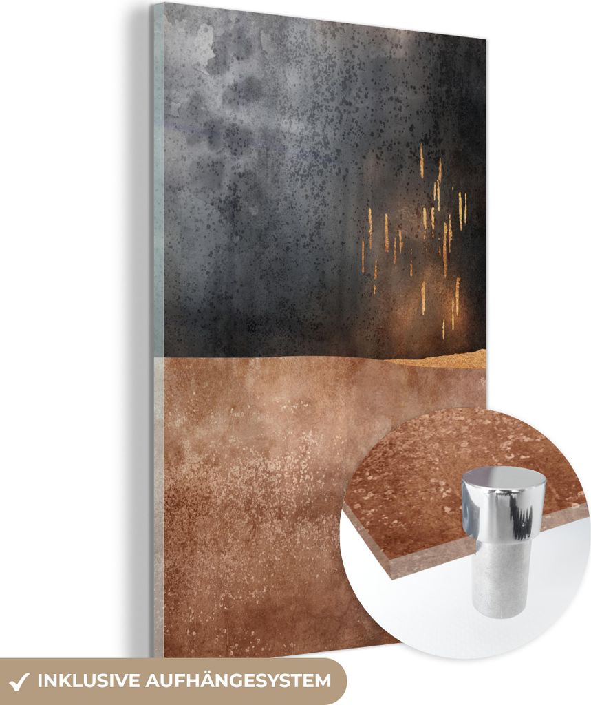 MuchoWow Glasbilder - Bilder auf Wandbild - Foto auf Glas Abstrakt - Gold - Design 40x60 cm Wanddekoration aus Glas - Acrylglasbild - Acrylbilder -...