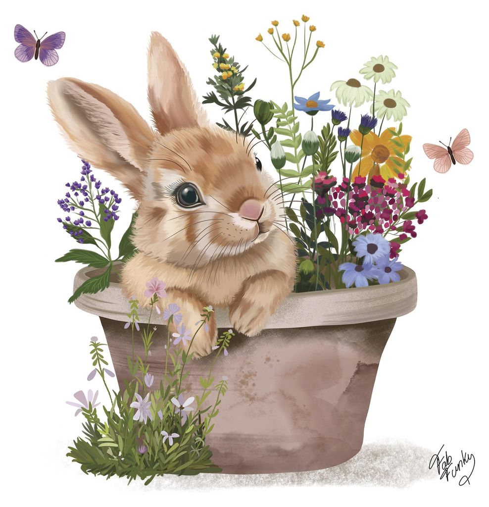 20 Servietten Colette - Niedlicher Hase im Blumentopf 33x33cm