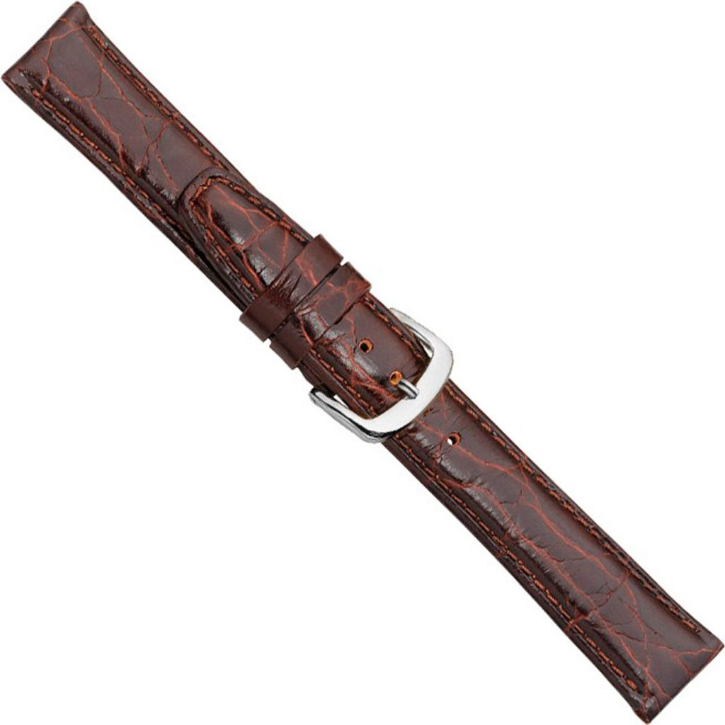 Uhrenarmband Kalbsleder Braun Kroko-Prägung Herzog 20908S, Stegbreite:18mm