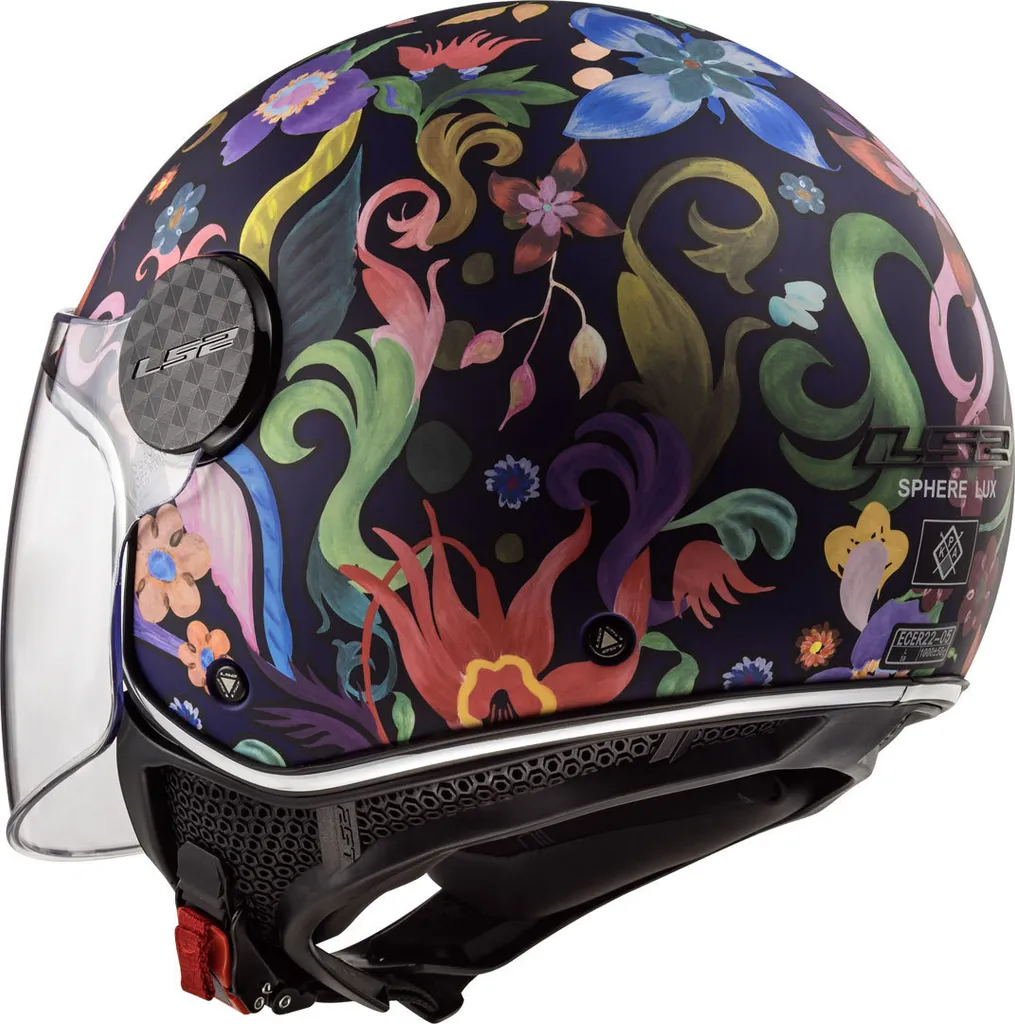 Casque scooter LS2 Sphere Lux Bloom Deco Noir idéal pour la ville