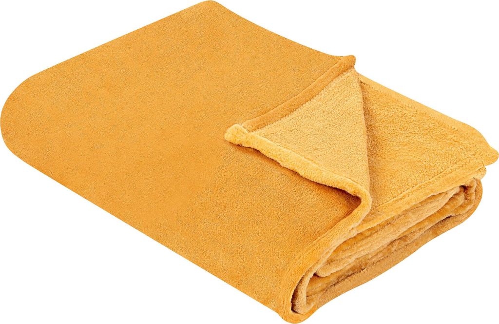 BELIANI Kuscheldecke Orange Polyester Stoff 150 x 200 cm Einfarbig Modern Überwurf für Bett Sofa Couch Sessel Erwachsene Kinder Wohnzimmer Schlaf...
