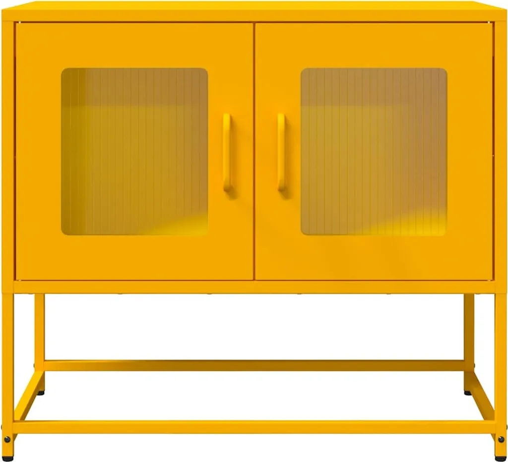 vidaXL Mobile TV giallo senape 68x39x60,5 cm Acciaio laminato a freddo - 6