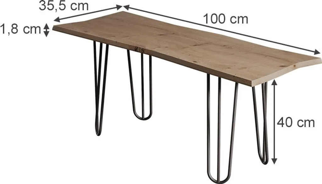 Table basse robuste Vicco Yan Artisan 100x35.5cm : stable et facile à monter - 3