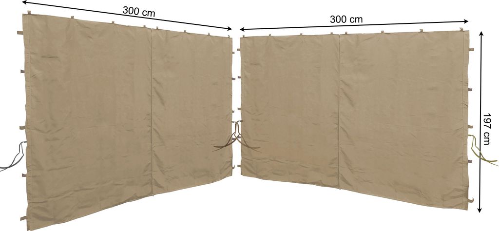 2 Seitenteile mit RV 300x197cm für Pavillons 3x3m Produktbild 