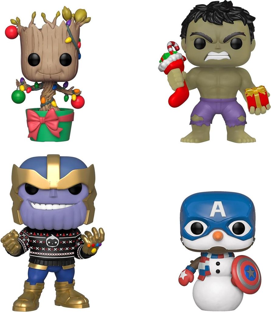 FUNKO POP! - MARVEL - Holiday Hulk Groot Cap Snowman Thanos #4er Pack Special Edition