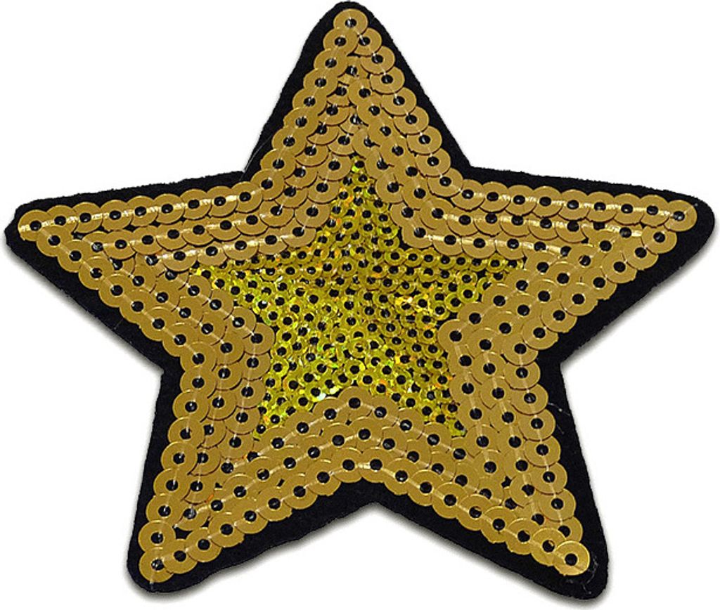 Stern Mit Pailletten - Aufnäher, Bügelbild, Aufbügler, Applikationen, Patches, Flicken, Zum Aufbügeln, Größe: 8,5 x 9,2 cm