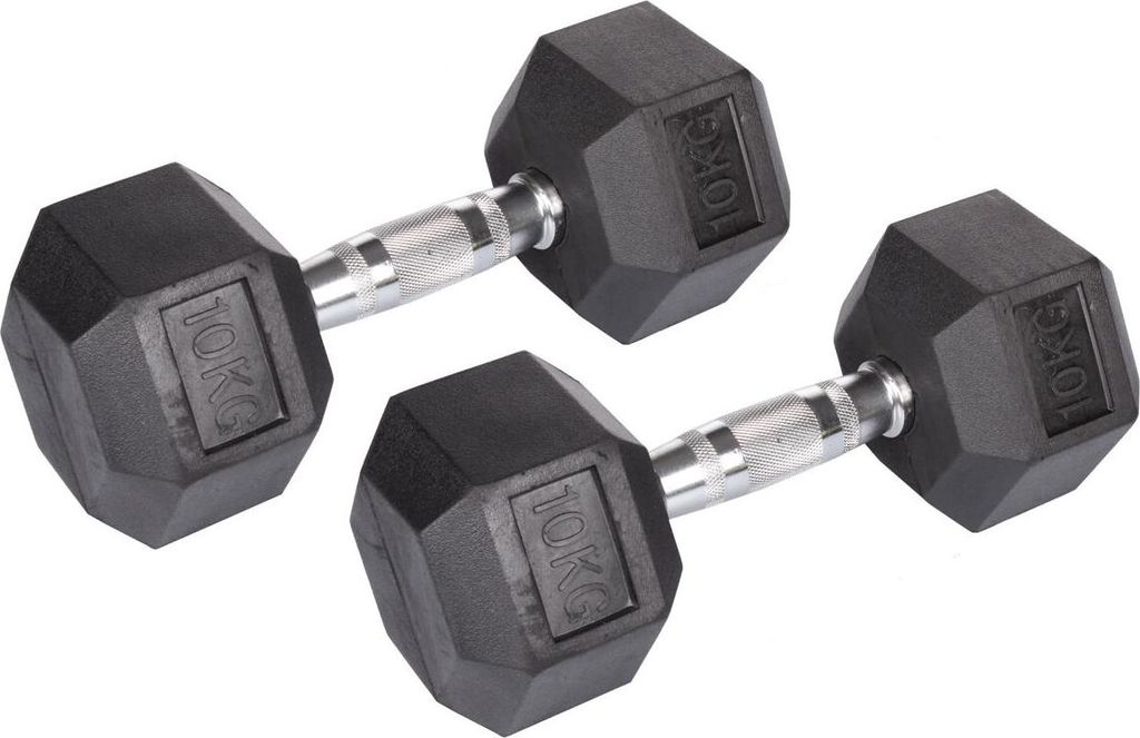Haltères hexagonaux en caoutchouc, 1 paire, poids 2,5 kg Image du produit 