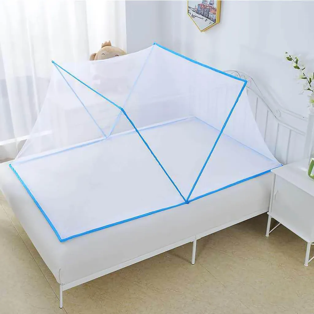 Moustiquaire pliable anti-insectes sans perçage bleu 190x130 cm