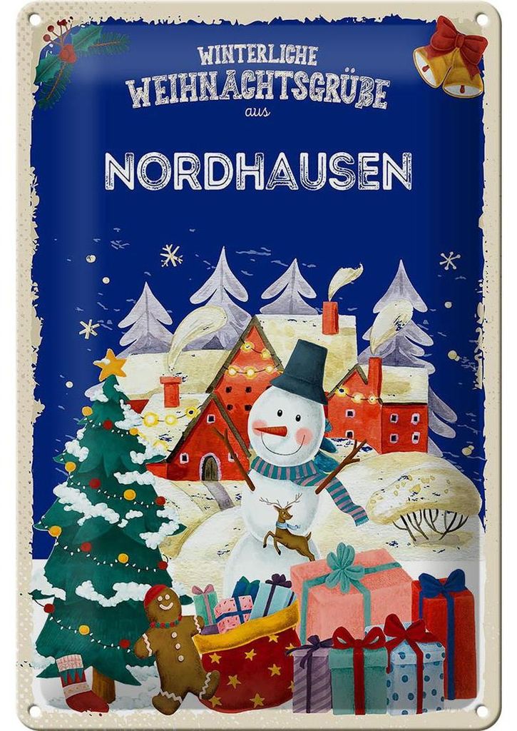 Blechschild Weihnachtsgrüße NORDHAUSEN 20x30cm