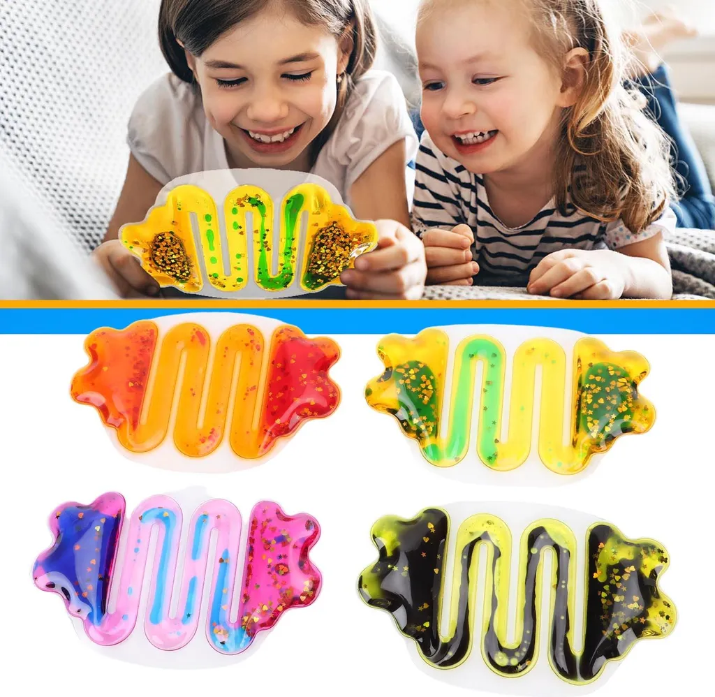 Jouet anti-stress à presser liquide avec paillettes pour détente enfant