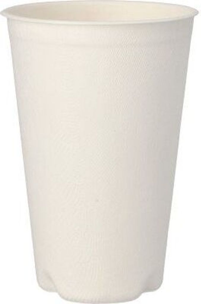 50 Trinkbecher Zuckerrohr "pure" 0,4 l Ø 9 cm · 13 cm weiss für Heißgetränke