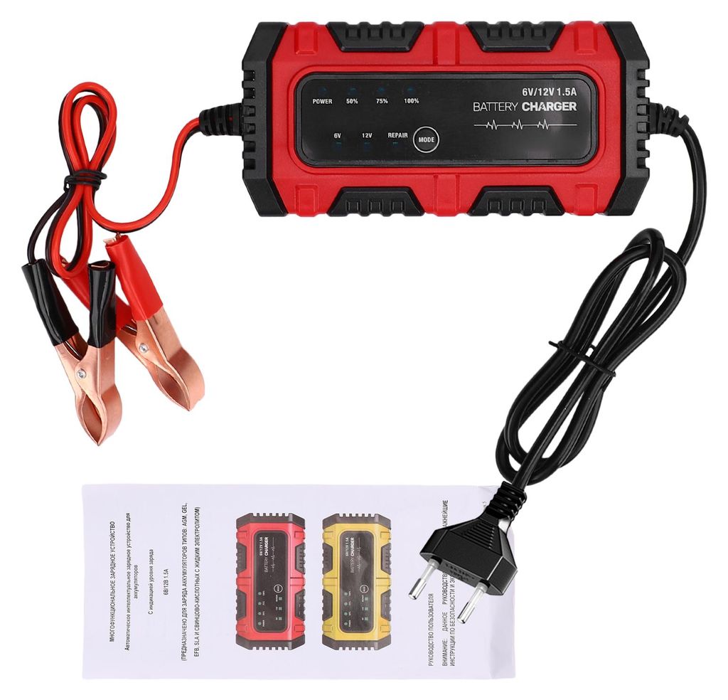 Batterieerhaltungsgerät, 6V/12V 1,5A Automatischer intelligenter Batterie-Desulfator mit Leistungsanzeige, Impulsreparaturfunktion für AGM-, GEL-...
