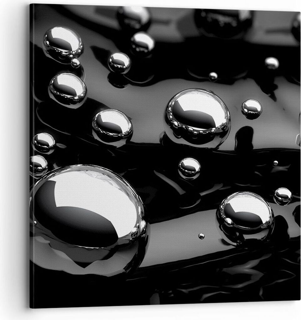Bild auf Leinwand - Leinwandbild - Chrom Metall Reflexion - 70x70cm - Wand Bild - Wanddeko - Leinwanddruck - Bilder - Kunstdruck - Wanddekoration -...