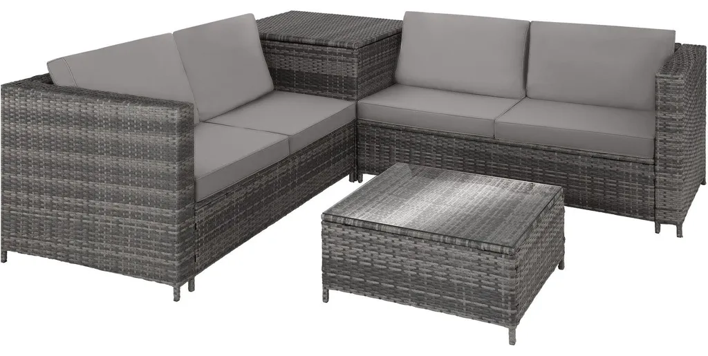 Canapé de jardin Siena bicolore gris 4 places avec coffre étanche